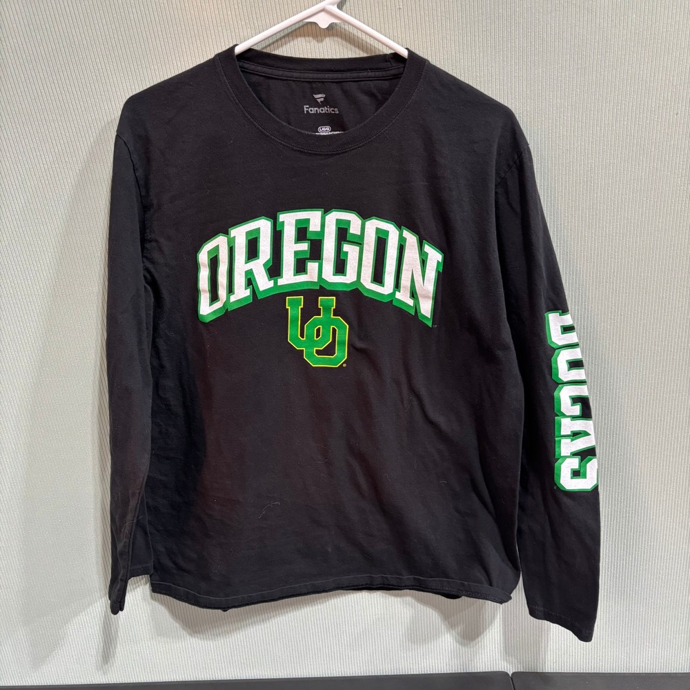 Fanatics Oregon Ducks Long Sleeve T Shirt Black Green UO College Men's Size L